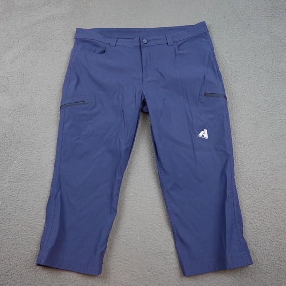 Eddie Bauer First Ascent Capri Pants Womens 14 Navy Stretch Hiking Zip Pockets - Picture 1 of 11